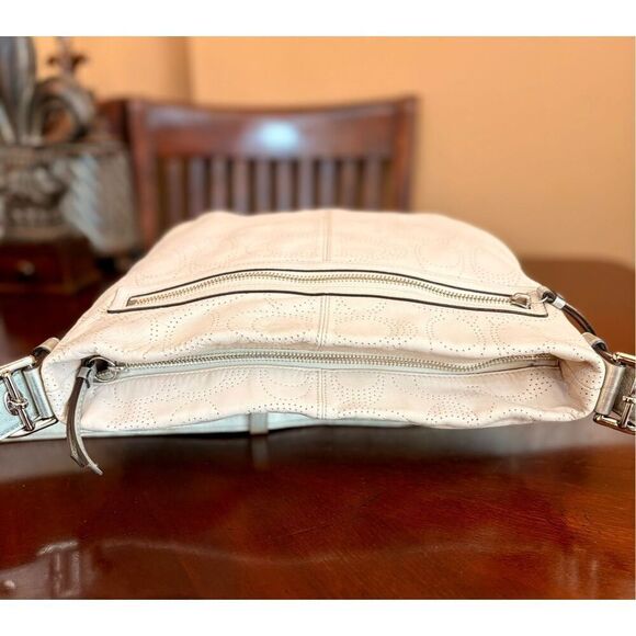 COACH - Signature Perforated Leather North/South Hobo Bag/Blush/Metallic Silver - Picture 4 of 16